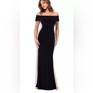 Xscape Women’s Beaded Contrast off the shoulder Gown